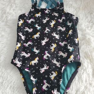 Cat & Jack Toddler Girl's Size 2T Black and Teal Unicorn One Piece Bathing Suit